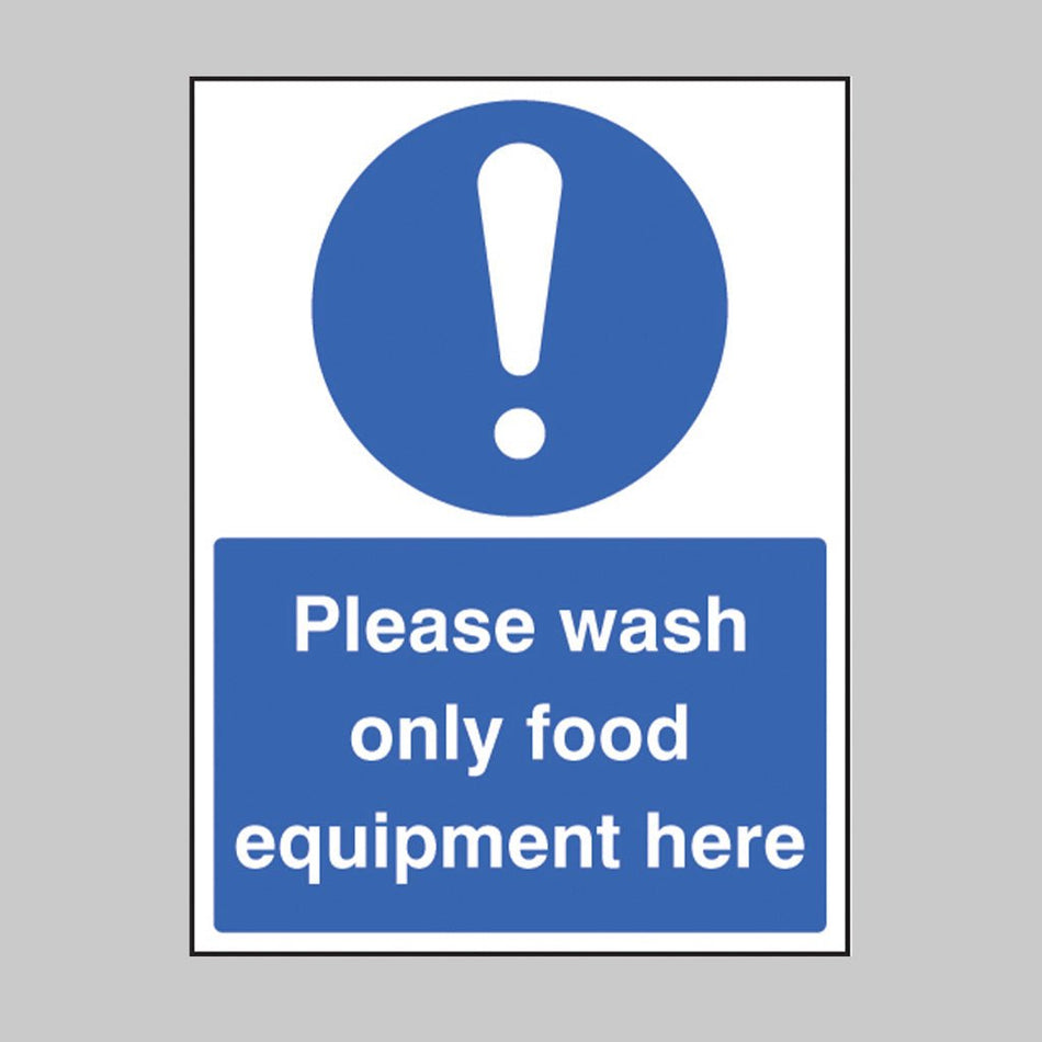 Wash Only Food Equipment Sign - Ready Set SuppliedWash Only Food Equipment SignRigid Plastic15601E