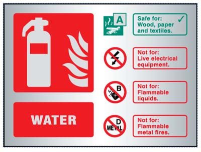 Water Extinguisher Identification Aluminium 150x200mm Adhesive Backed Sign - Ready Set SuppliedWater Extinguisher Identification Aluminium 150x200mm Adhesive Backed Sign59485