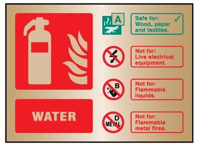 Water Extinguisher Identification Brass 150x200mm Adhesive Backed Sign - Ready Set SuppliedWater Extinguisher Identification Brass 150x200mm Adhesive Backed Sign59484