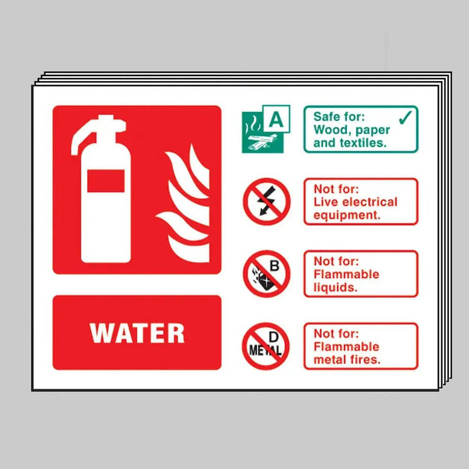 Water Extinguisher Identification Sign 200 x 150mm Rigid PVC (Pack of 5) - Ready Set SuppliedWater Extinguisher Identification Sign 200 x 150mm Rigid PVC (Pack of 5)53515