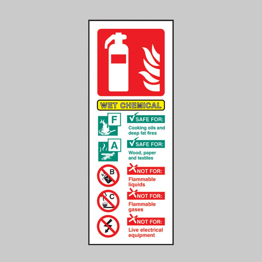 Wet Chemical Fire Extinguisher Identification Sign - Ready Set SuppliedWet Chemical Fire Extinguisher Identification SignRigid Plastic11231S